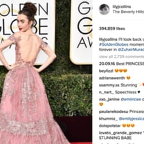 Lots of pink and full skirts on Golden Globes red carpet